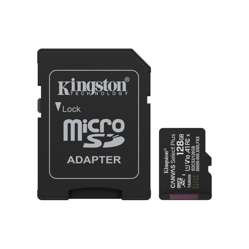 Карта памяти Kingston 128GB (з SD адаптером) Class 10 UHS-I U1 V10 A1 (SDCS3/128GB)