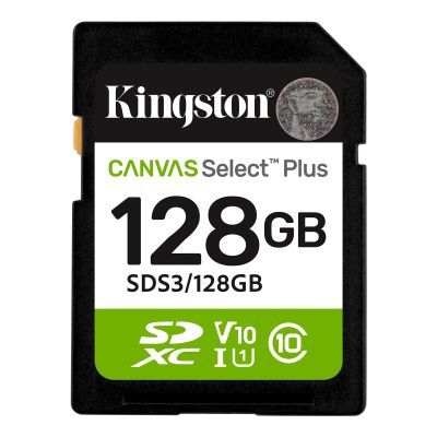 Карта пам\'яті Kingston 128GB SDXC class 10 UHS-I V10 A1 Canvas Select Plus (SDS3/128GB)