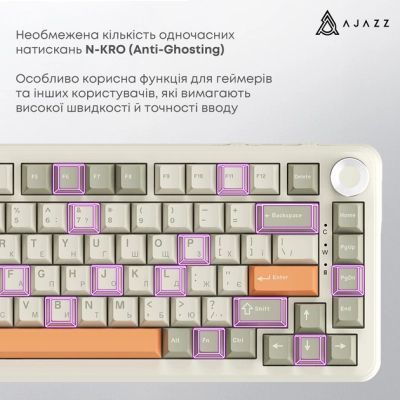 Клавиатура Ajazz AK820 MAX Flying Fish Switch RGB Wireless/Bluetooth/USB Beige (AK820MAX-FF-R)
