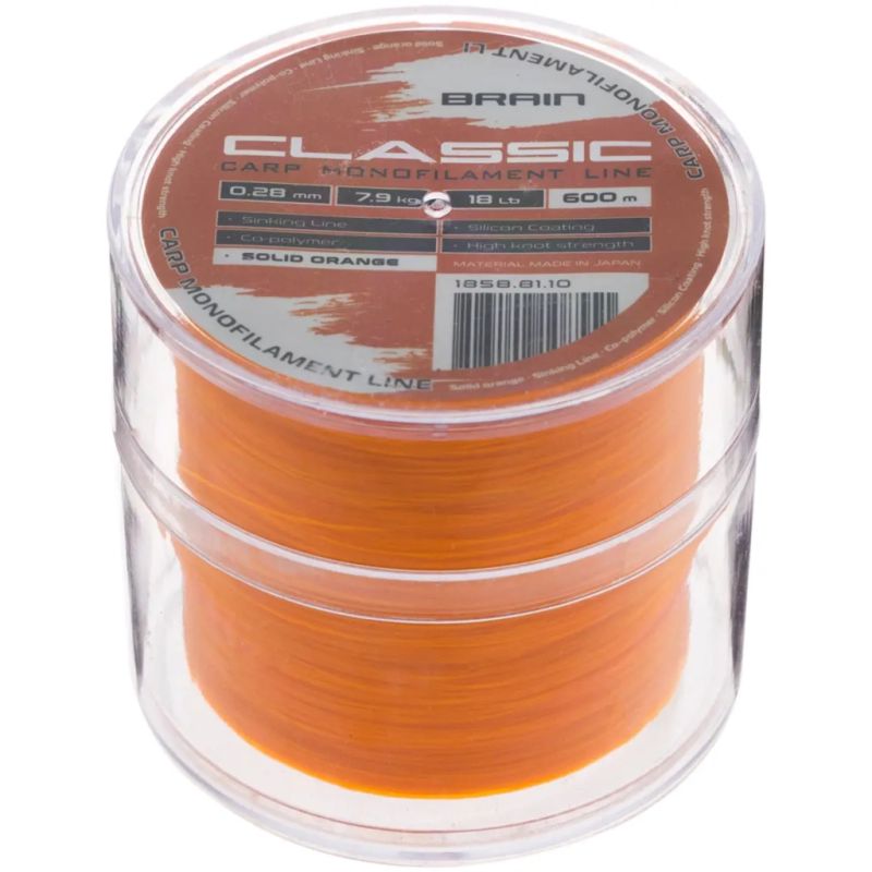 Леска Brain Classic Carp Line (solid orange) 600m 0.28mm 18lb 7.9kg (1858.81.10)