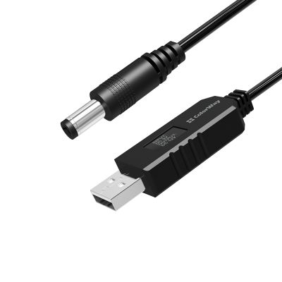 Кабель питания USB to DC 5.5x2.5mm 12V 1.0m black ColorWay (CW-CBUD067-BK)