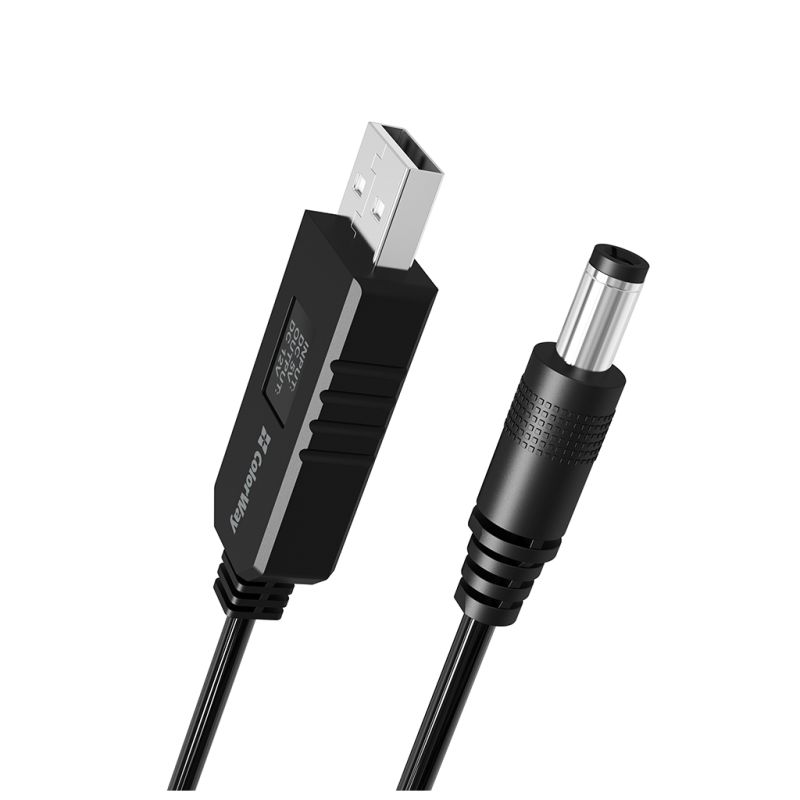 Кабель питания USB to DC 5.5x2.5mm 12V 1.0m black ColorWay (CW-CBUD067-BK)