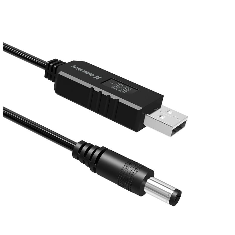 Кабель питания USB to DC 5.5x2.5mm 12V 1.0m black ColorWay (CW-CBUD067-BK)