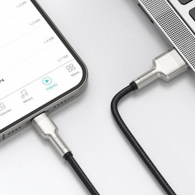 Дата кабель USB 2.0 AM to Lightning 2.0m 2.4A metal black Baseus (CALJK-B01)