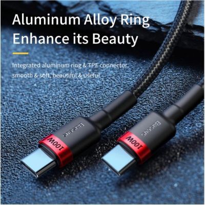 Дата кабель USB-C to USB-C 2.0m PD2.0 100W (20V/5A) red+black Baseus (CATKLF-AL91)