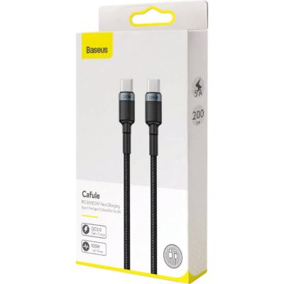 Дата кабель USB-C to USB-C 2.0m PD2.0 100W (20V/5A) red+black Baseus (CATKLF-AL91)