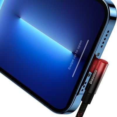 Дата кабель USB-C to Lightning 1.0m 20W 90° corner black/red Baseus (CAVP000220)