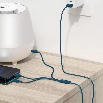 Дата кабель USB 2.0 AM to Lightning + Micro 5P + Type-C 1.5m 3.5A blue Baseus (CAMLTYS-03)