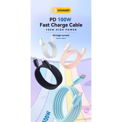Дата кабель USB-C to USB-C 1.0m 100W black Essager (EXCTT1-WL01-P)