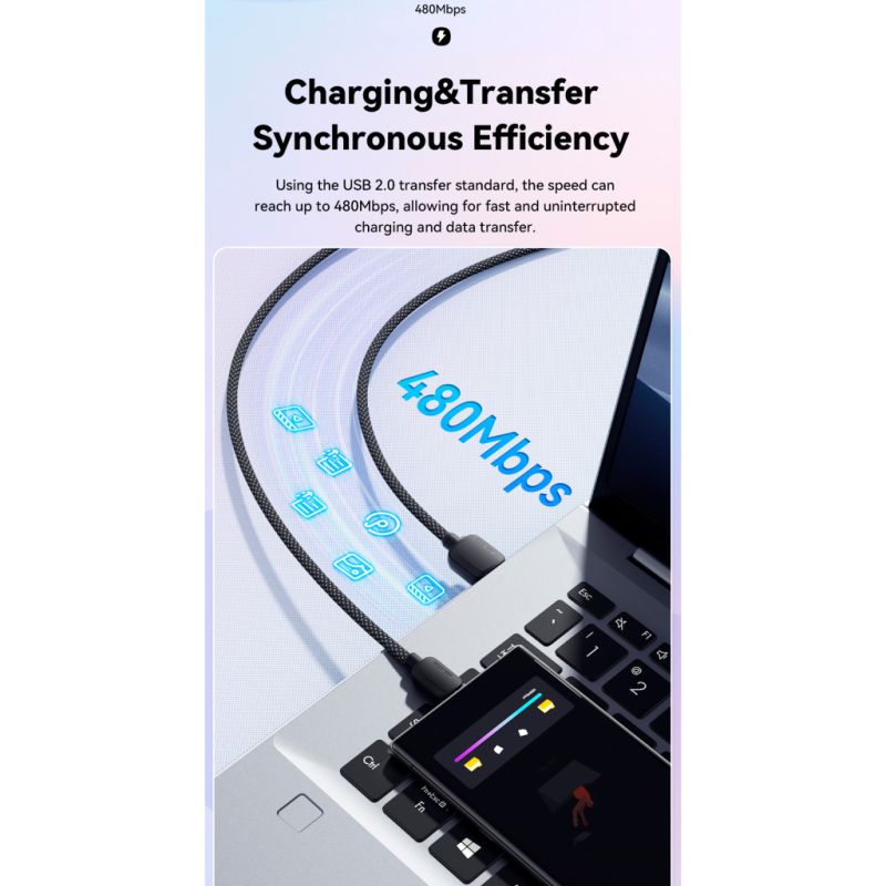 Дата кабель USB 2.0 AM to USB-C 1.0m 100W pink Essager (EXC7A-WL04-P)