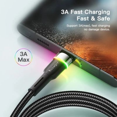 Дата кабель USB 2.0 AM to USB-C 0.5m 3A LED black Essager (EXCT-XCDB01)