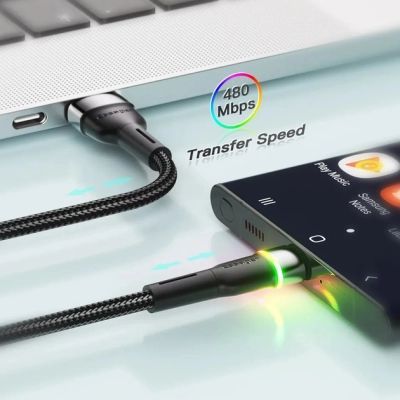 Дата кабель USB 2.0 AM to USB-C 0.5m 3A LED black Essager (EXCT-XCDB01)