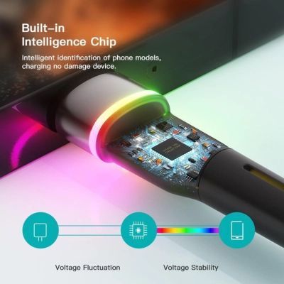 Дата кабель USB 2.0 AM to USB-C 0.5m 3A LED black Essager (EXCT-XCDB01)