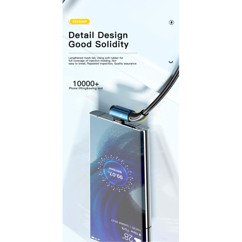 Дата кабель USB 2.0 AM to USB-C 1.0m 100W 90° corner black Essager (EXCWT7A-CG01-P)
