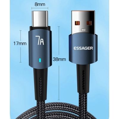 Дата кабель USB 2.0 AM to USB-C 2.0m 100W blue Essager (EXC7A-CGA03-P)