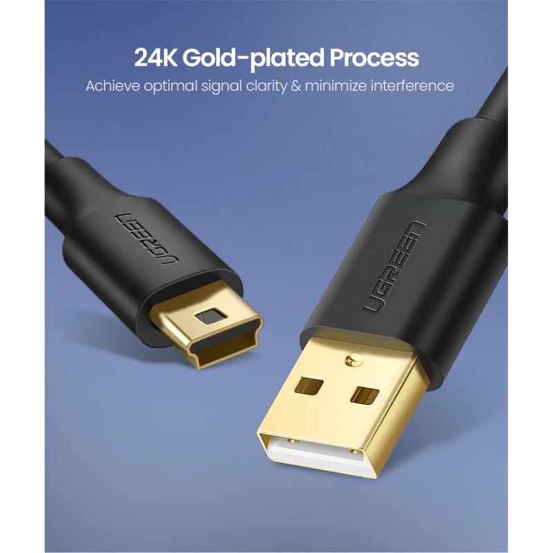 Дата кабель USB 2.0 AM to Mini 5P 2.0m US132 black Ugreen (30472)