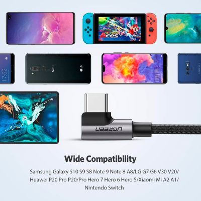 Дата кабель USB 2.0 AM to USB-C 3.0m 3A 90° corner US176 black Ugreen (70875)
