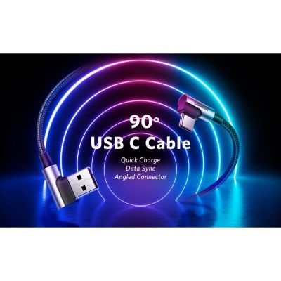 Дата кабель USB 2.0 AM to USB-C 3.0m 3A 90° corner US176 black Ugreen (70875)