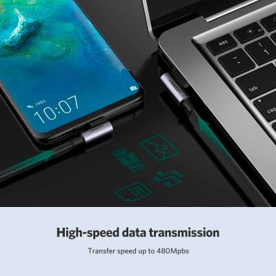 Дата кабель USB 2.0 AM to USB-C 3.0m 3A 90° corner US176 black Ugreen (70875)