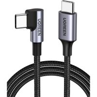 Дата кабель USB-C to USB-C 0.5m 3A 60W 90° corner US255 black/gray Ugreen (50122)