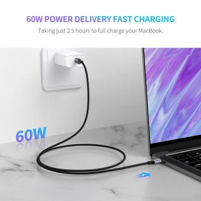 Дата кабель USB-C to USB-C 0.5m 3A 60W US261 black/gray Ugreen (50149)