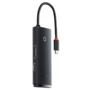 Концентратор Baseus USB-C 6-in-1 HDMI + 2xUSB 3.0 + USB-C + SD/TF black (WKQX050001)