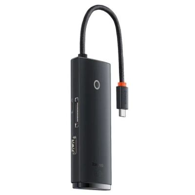 Концентратор Baseus USB-C 6-in-1 HDMI + 2xUSB 3.0 + USB-C + SD/TF black (WKQX050001)