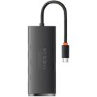 Концентратор Baseus USB-C to 4xUSB 3.0 0.25m black (WKQX030301)