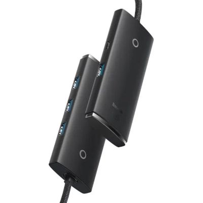 Концентратор Baseus USB-C to 4xUSB 3.0 0.25m black (WKQX030301)