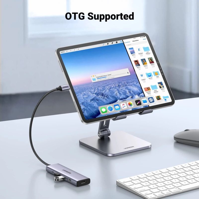 Концентратор Ugreen USB-C to HDMI + 3xUSB 3.0 + PD CM511 gray (15596)