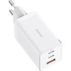 Зарядное устройство Baseus 2xUSB-C 65W + 1xUSB GaN + cable USB-C to USB-C 100W 1.0m white (CCGP120202)