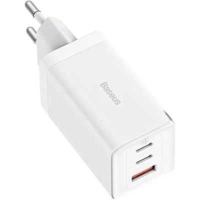 Зарядное устройство Baseus 2xUSB-C 65W + 1xUSB GaN + cable USB-C to USB-C 100W 1.0m white (CCGP120202)