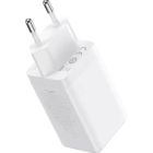 Зарядное устройство Baseus 2xUSB-C 65W + 1xUSB GaN + cable USB-C to USB-C 100W 1.0m white (CCGP120202)