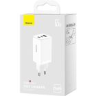 Зарядное устройство Baseus 2xUSB-C 65W + 1xUSB GaN + cable USB-C to USB-C 100W 1.0m white (CCGP120202)