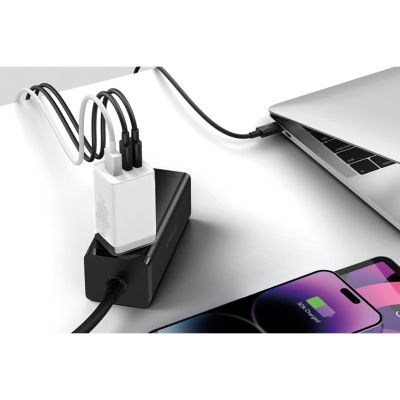 Зарядное устройство Baseus 2xUSB-C 65W + 1xUSB GaN + cable USB-C to USB-C 100W 1.0m white (CCGP120202)