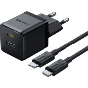 Зарядний пристрій Baseus 1xUSB-C 30W + 1xUSB + cable USB-C to USB-C 60W 1.0m (P1011160A113-01)