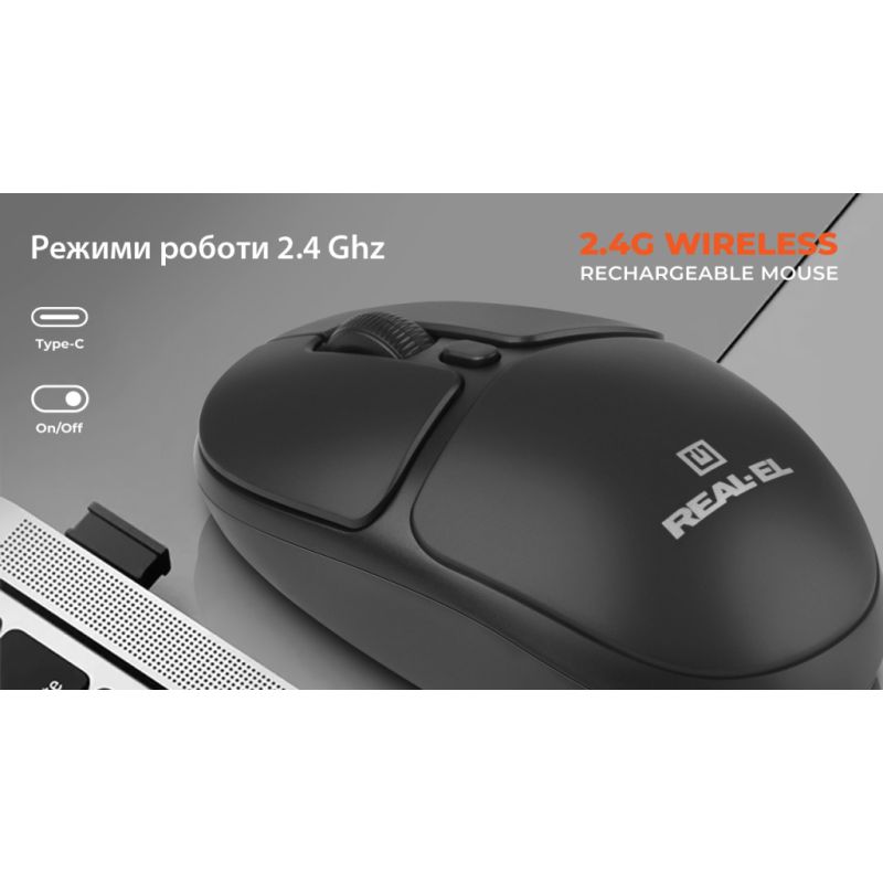 Мишка REAL-EL RM-335W Wireless Black (EL123200055)