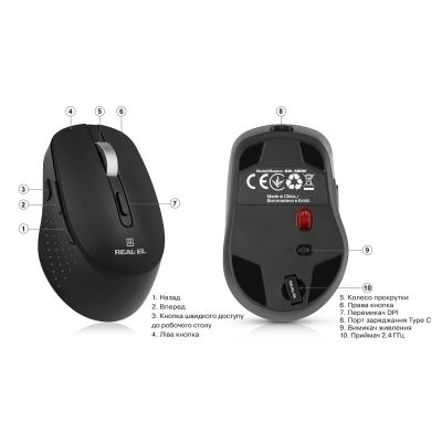 Мишка REAL-EL RM-380W Wireless Black (EL123200057)