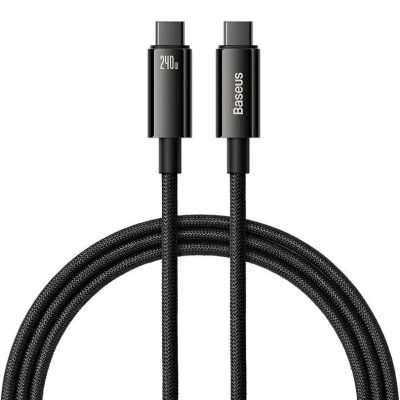 Дата кабель USB-C to USB-C 2.0m 240W Black Baseus (CAWJ040101)