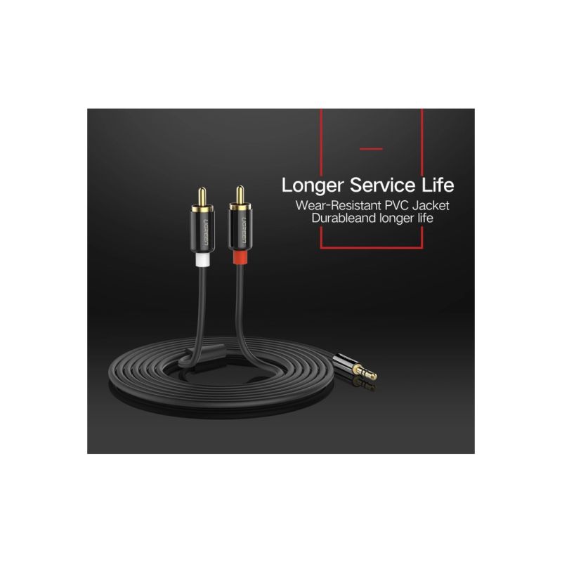 Кабель мультимедийный 3.5mm M to 2xRCA M 1.0m AV116 black Ugreen (10749)