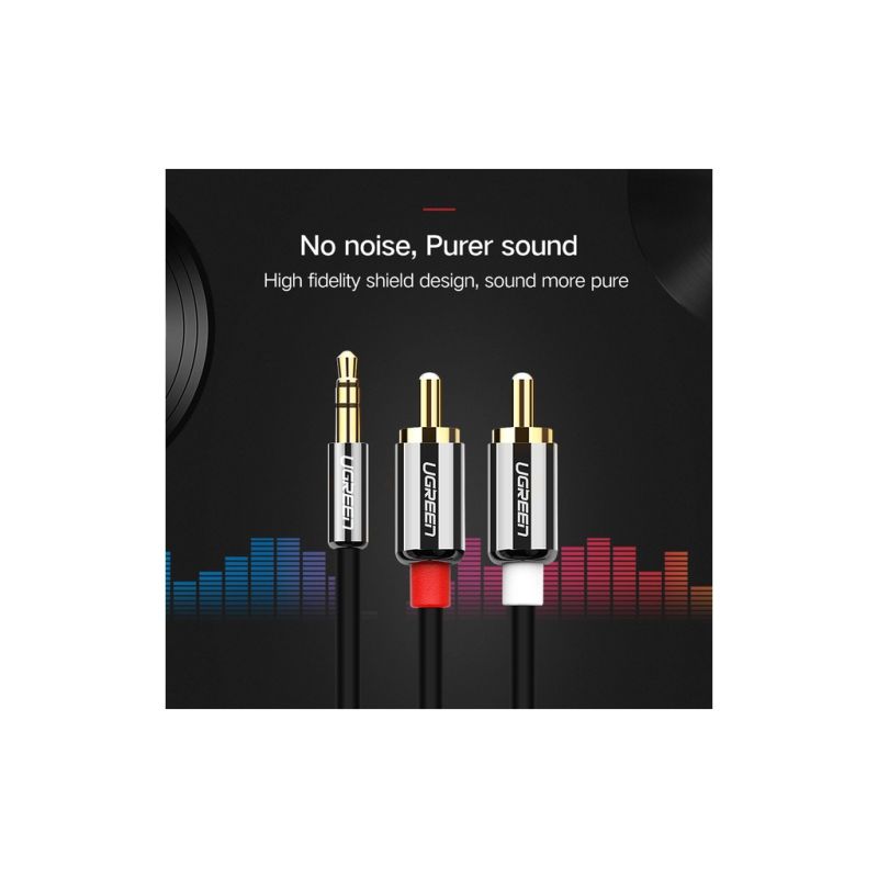 Кабель мультимедийный 3.5mm M to 2xRCA M 1.0m AV116 black Ugreen (10749)