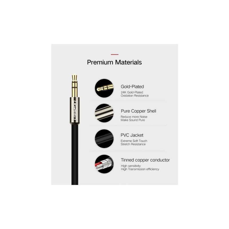 Кабель мультимедийный 3.5mm M to 2xRCA M 1.0m AV116 black Ugreen (10749)