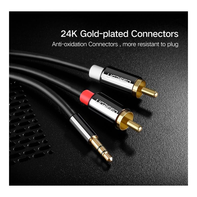 Кабель мультимедийный 3.5mm M to 2xRCA M 5.0m AV116 black Ugreen (10591)