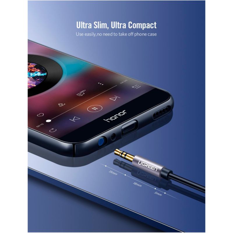 Кабель мультимедійний 3.5mm M to 3.5mm F 2.0m AV118 gray Ugreen (10594)