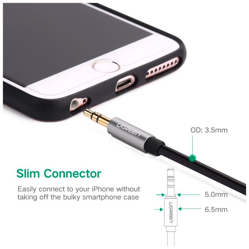 Кабель мультимедийный 3.5mm M to 3.5mm M 0.5m AV119 black Ugreen (10732)