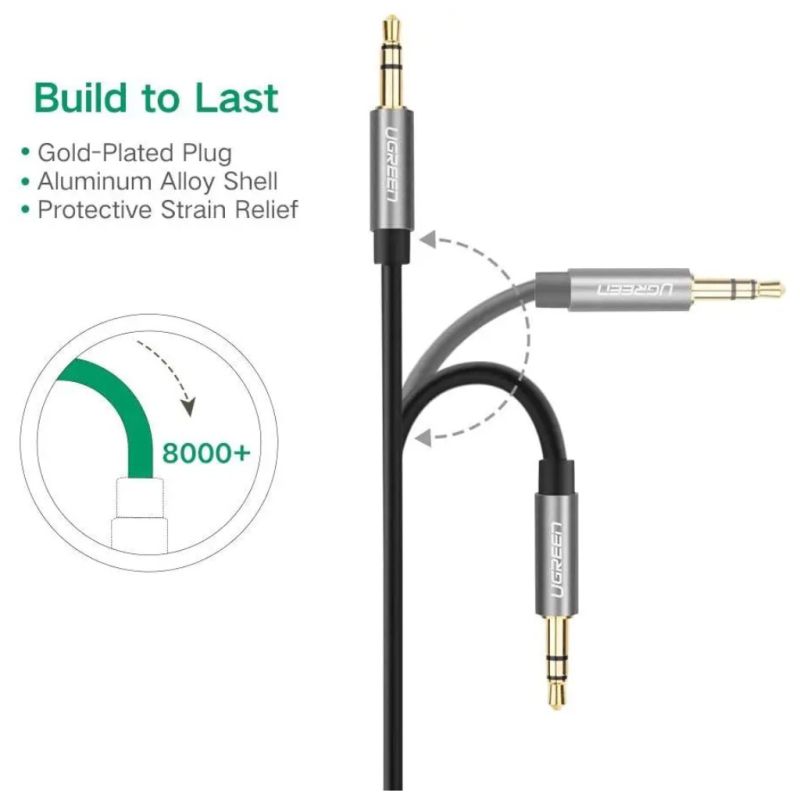 Кабель мультимедійний 3.5mm M to 3.5mm M 1.5m AV119 black Ugreen (10734)