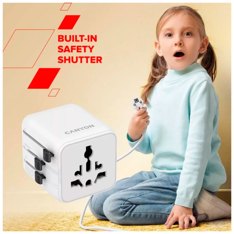 Переходник Canyon Travel Adapter OnTour One EU/UK/US/AUS White (CNS-TA1005W)
