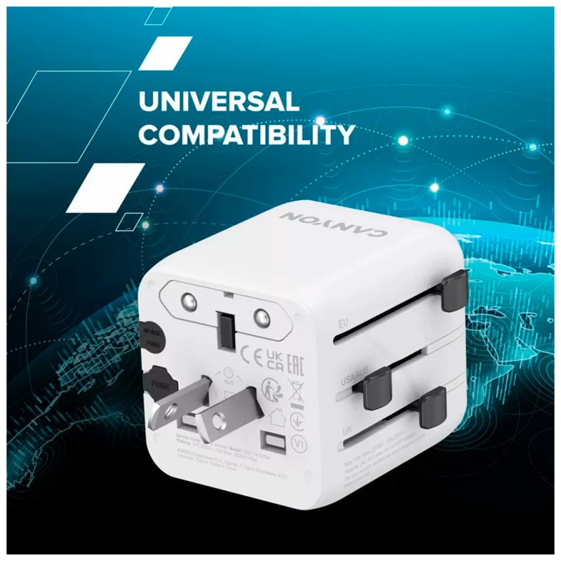 Переходник Canyon Travel Adapter OnTour One EU/UK/US/AUS White (CNS-TA1005W)