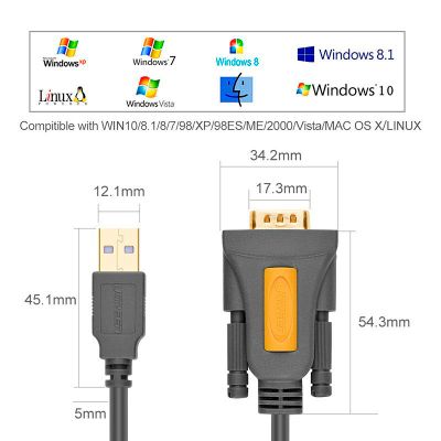 Кабель для передачи данных USB to COM M 1.5m DB9 RS-232 CR104 black Ugreen (20211)