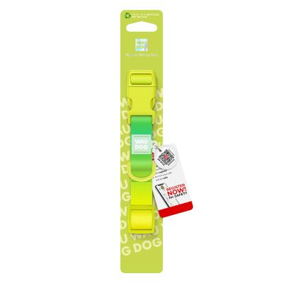 Ошейник для животных WAUDOG Nylon Recycled с QR паспортом, градиент, M салатовый (47015)